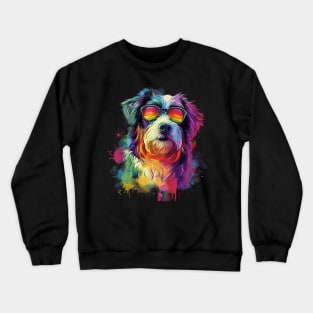 Colourful Cool Golden Doodle Dog with Sunglasses Crewneck Sweatshirt